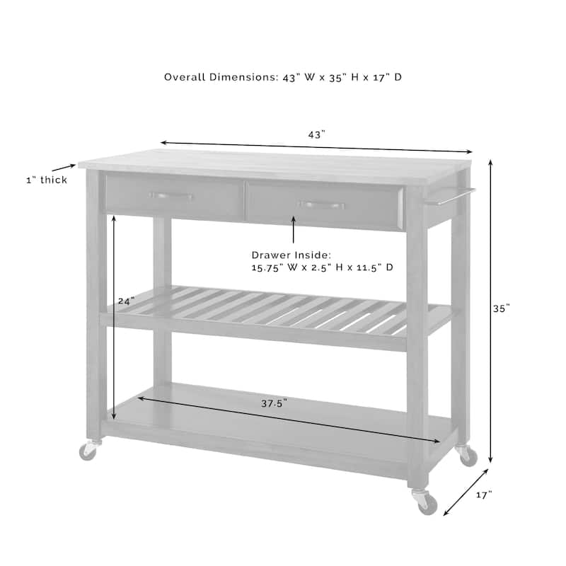 Crosley Full Size Granite Top Kitchen Prep Cart - 43"W x 17"D x 35"H
