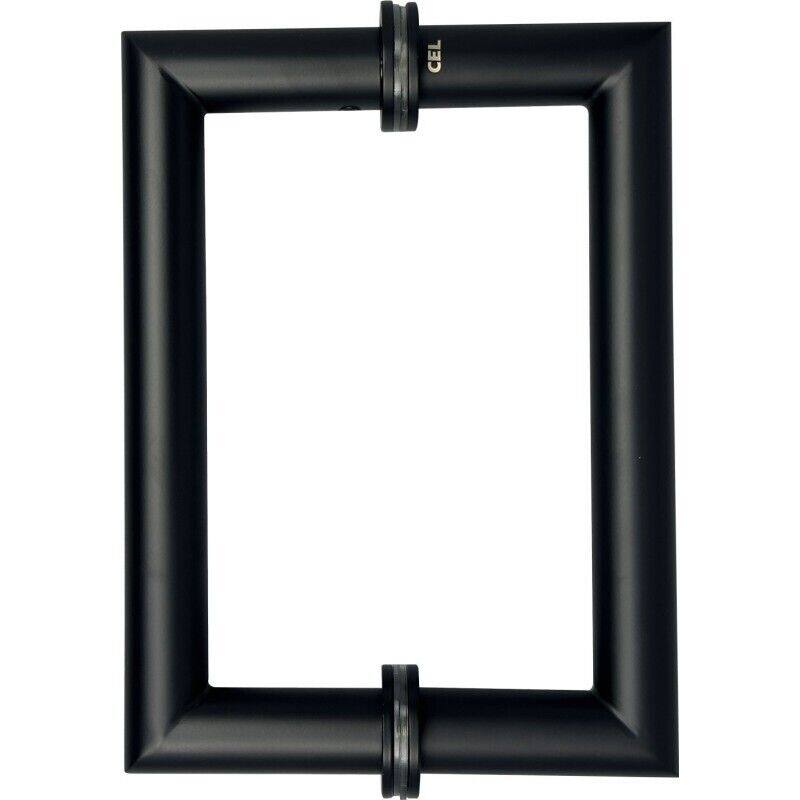 CEL 8"x 8" Mitered Corner Back to Back Shower Door Pull Handles - Matte Black