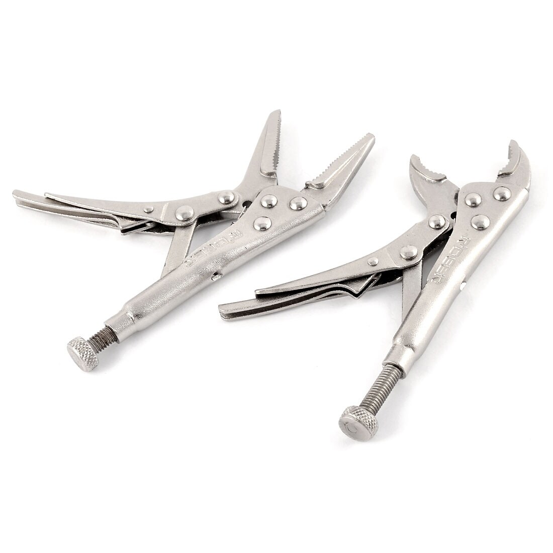 Locking Pliers Set: Curved/Flat/Long Nose, 1 1/8 in_1 1/2 in_1 3/4 in_1 7/8  in_2 in Max Jaw Opening