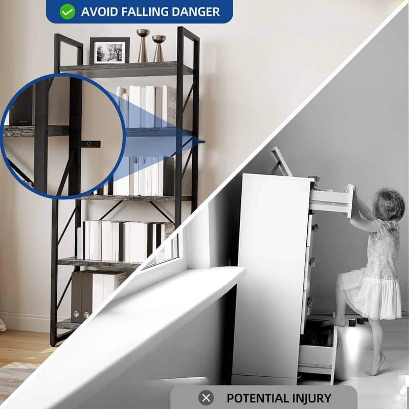 Roul Wood 5 Tiers Bookshelf Modern Bookcase Storage Rack Shelves