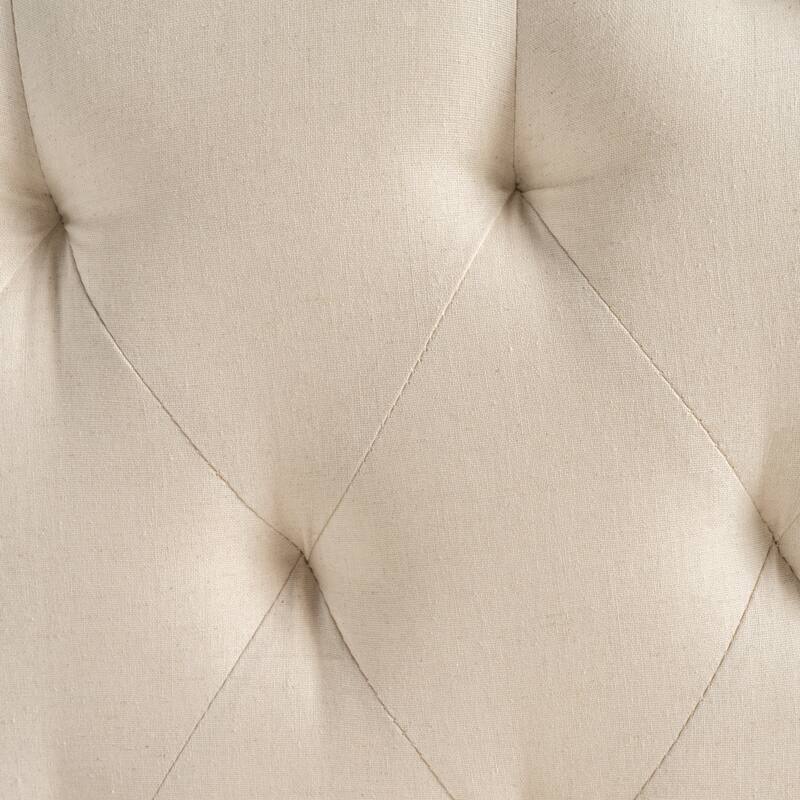 Tufted Upholstered Queen Size Headboard with Nailhead Trim and Adjustable Height