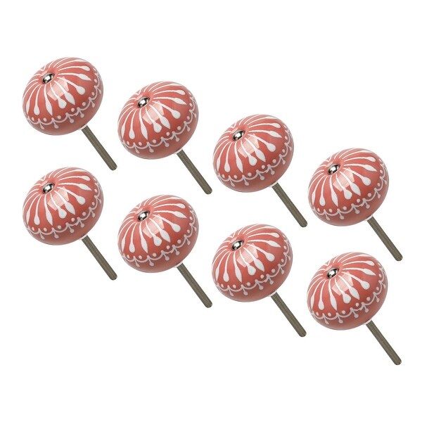 8pcs Ceramic Knobs Vintage Knob Drawer Pull Handle Furniture Door Desk Cupboard Wardrobe Dresser Decorative Pink