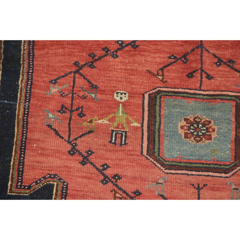 Hand Knotted Oriental 100% Wool Carpet Traditional Medallion Navy Blue & Blues Malayer Area Rug - 6' 8'' X 4' 2''