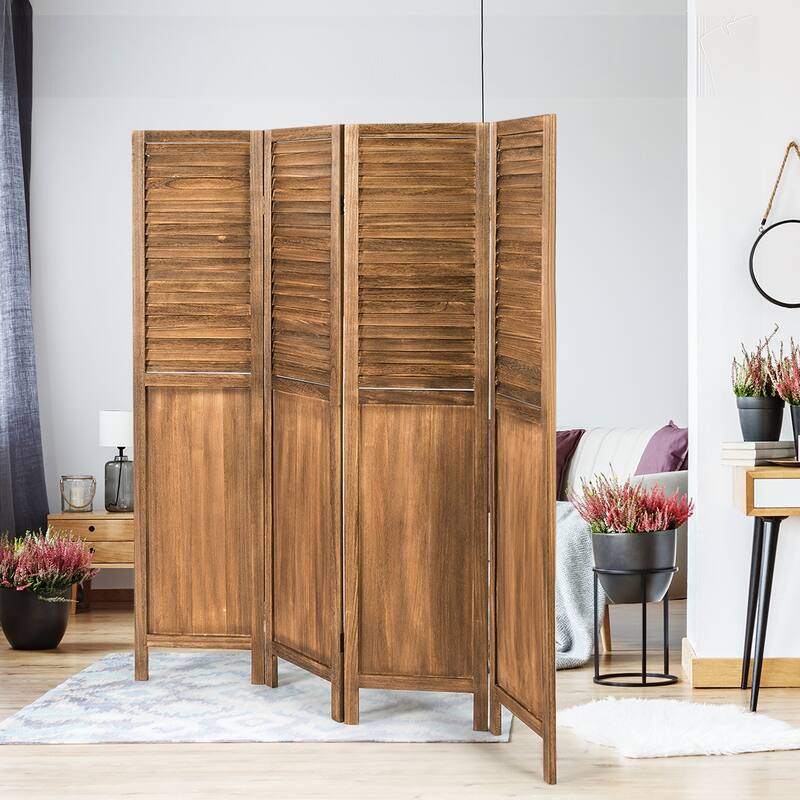 Costway 4 Panel Folding Privacy Room Divider Screen Home Furniture 5.6