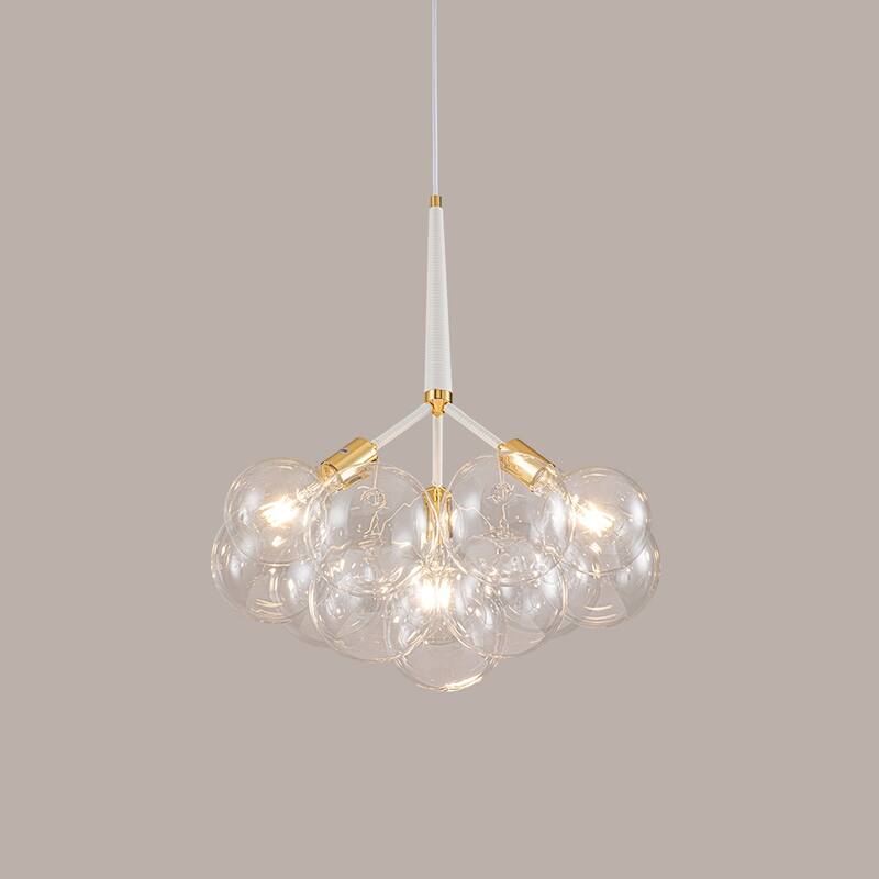 3-Light Modern Glam Sputnik Cluster Glass Globe Bubble Chandelier with 9 Clear Glass Globe Shade
