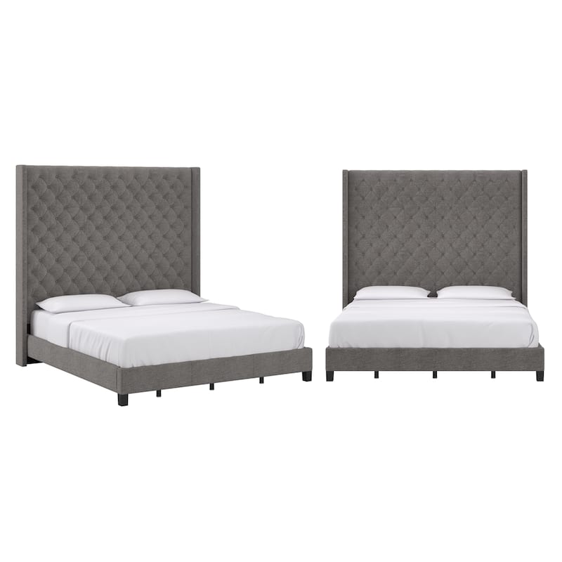 Detmold Wingback Button Tufted High Headboard Bed