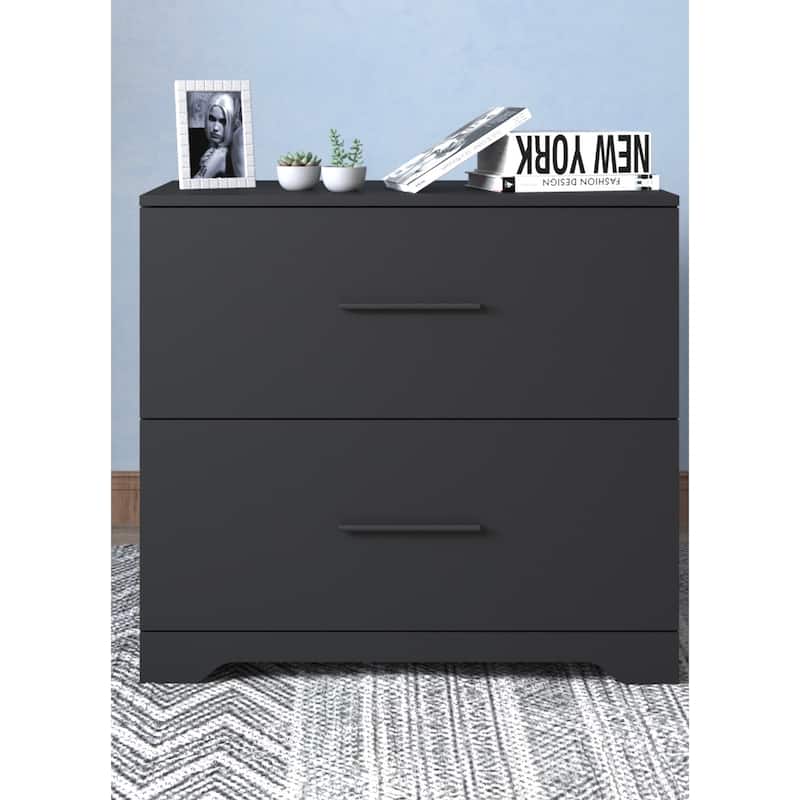 2-Drawer Lateral Filing Cabinet, Storage Filing Cabinet for Home Office - Black