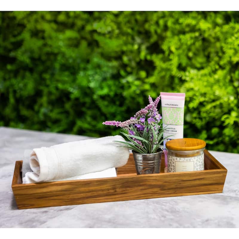 Solid Teak Vanity Tray - 15-1/4" L x 7" W x 1-3/4" H