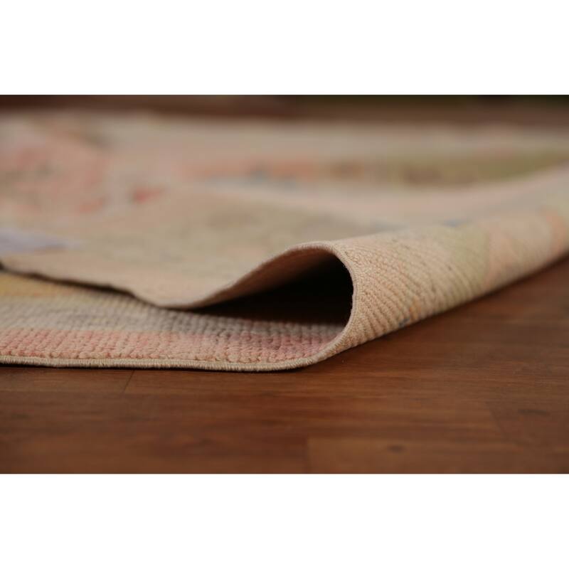 Hand Knotted Oriental 100% Wool Carpet Transitional All-Over Coral Oushak Area Rug - 12' 2'' X 9' 0''