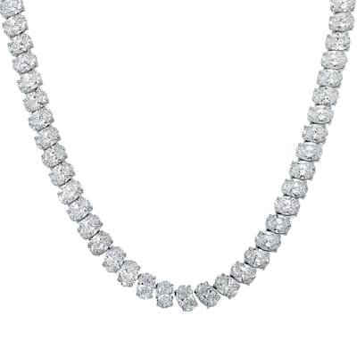 House Of Leon 14K White Gold Oval Cut Diamond Tennis Chain 39.98ct