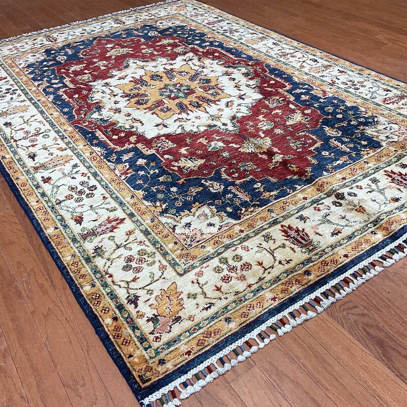 HERAT ORIENTAL Handmade Super Kazak Wool Rug - 5'7" x 8'2"