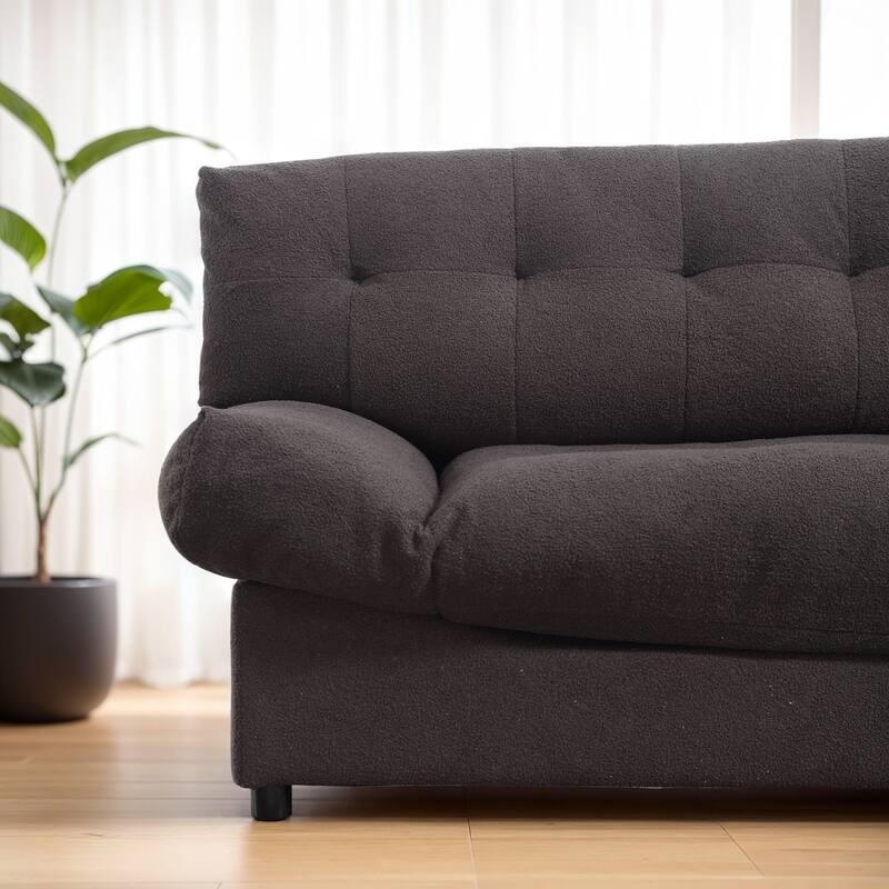96" Cloud Style Sectional Loveseat Sofa,Modern Velvet Fabric Couches