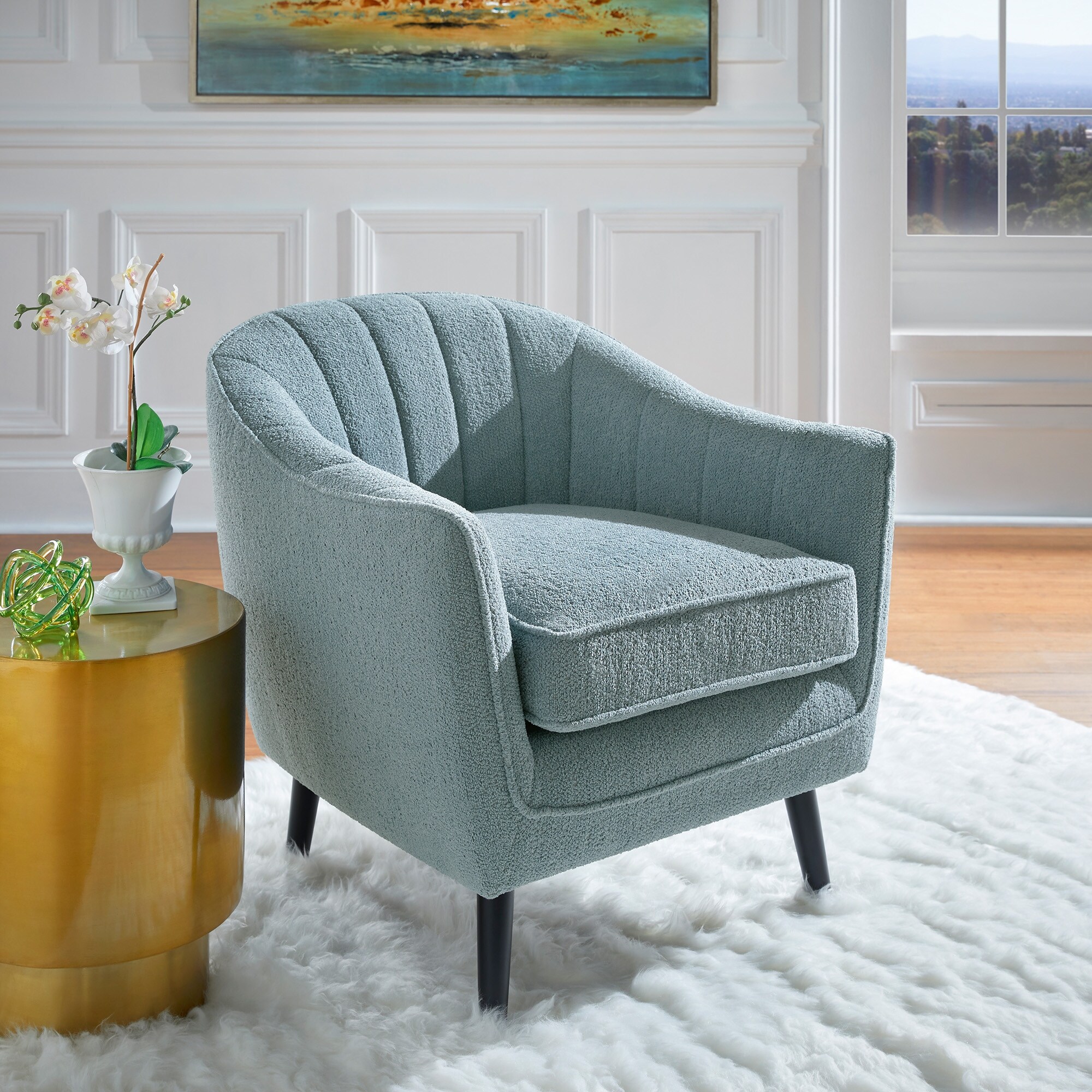 Neath Mid Century Channel Tufted Accent Chair with Removable Cushion Cover by iNSPIRE Q Classic