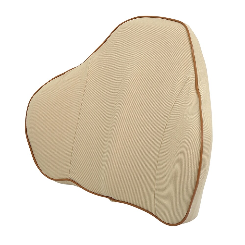 Car Seat Backrests Pillow Lumbar Rest Soft Memory Foam Breathable Cushion – Beige (Beige)