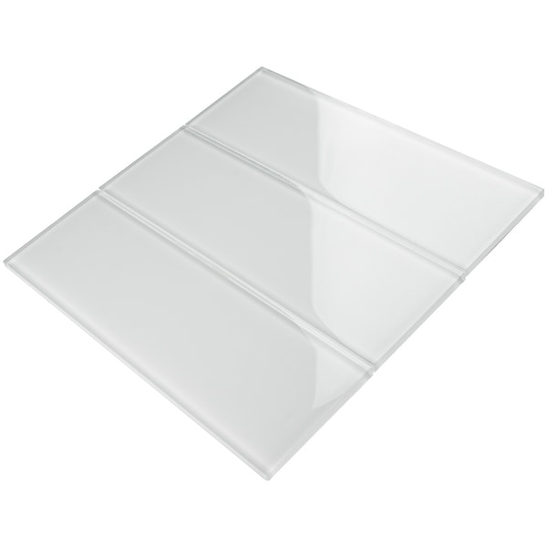 TileGen. 4" x 12" Glass Subway Tile in White Wall Tile (30 tiles/10sqft.). Opens flyout.