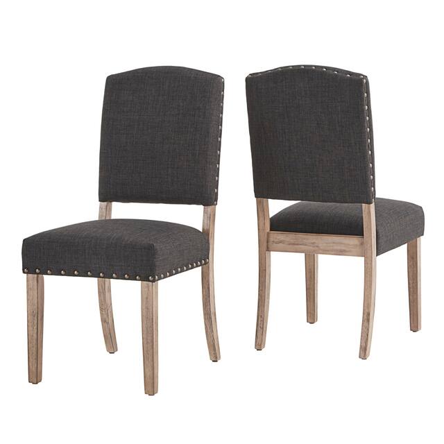 Benchwright Grey Oak Linen-Look Chairs (Set of 2) by iNSPIRE Q Artisan - Dark Grey