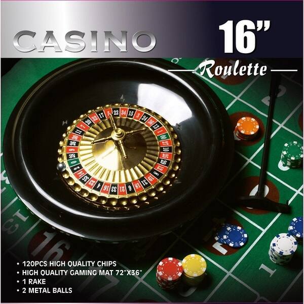 slide 1 of 1, 16-inch Roulette Wheel Game Set by Da Vinci - black-gold - 12" x 32"