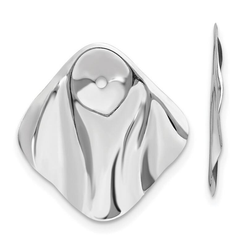 Curata 14k White Gold Polished Hammered Square Earrings - Jackets 20x20mm
