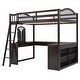 preview thumbnail 48 of 52, Wooden Full Loft Bed with U-shaped Desk,Storage Compartments and Tri-fold Mirror
