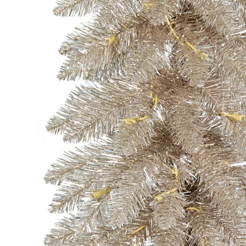 Puleo International 6' Pre-Lit Artificial Alpine Rose Gold Pencil Tree