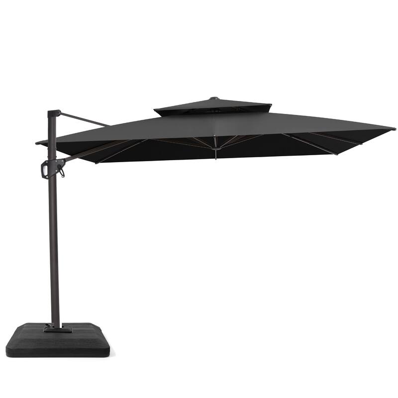 VredHom Patio Outdoor 11 x 11 FT Cantilever-Offset Aluminum Umbrella with Premium Weight Base - Black