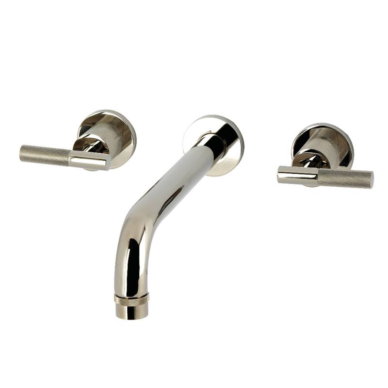 Kingston Brass Convergent Two-Handle Wall Mount Roman Tub Faucet with Knurled Handle - Polished Nickel