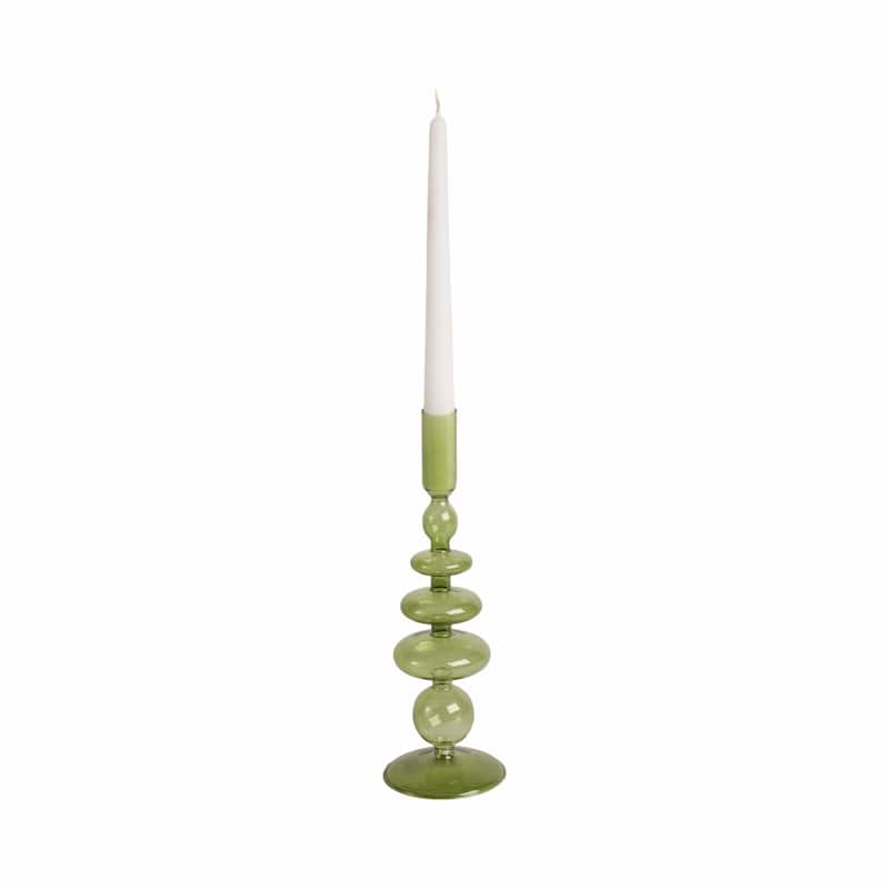Modern Bubble Glass Candle Holder with Rounded Accent Base