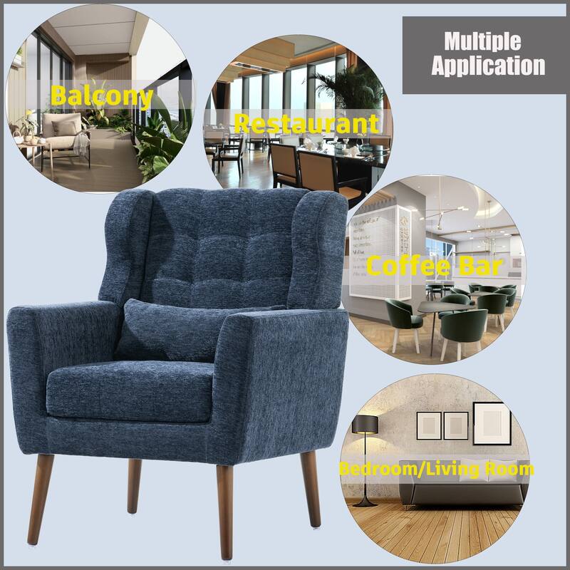 Dark Blue Desk Chair Upholstered Arm Chair Office Chair Club Chair