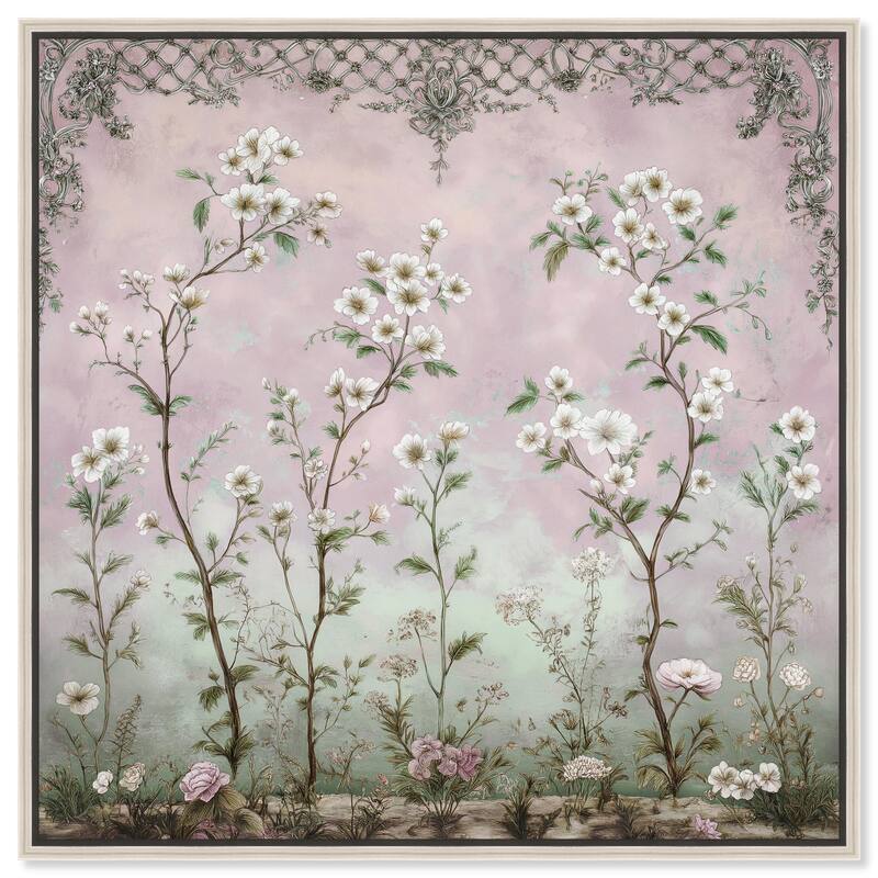 Floral Frieze in Fade Canvas by Art Remedy - 12" x 12" - Silver