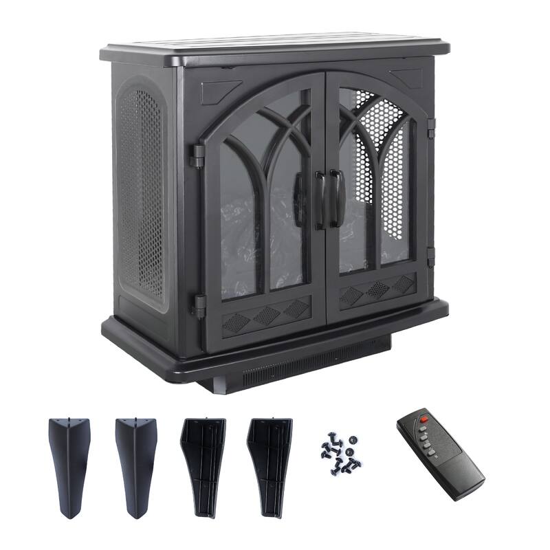 Infrared Quartz Fireplace Stove, 24 Inch 3D Flame with Remote Control - Ideal for Home & Office