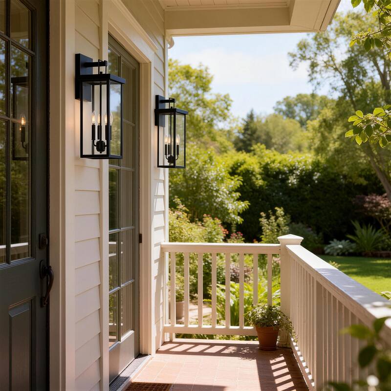 2 Pack Clear Glass Outdoor Lighting Wall Sconce