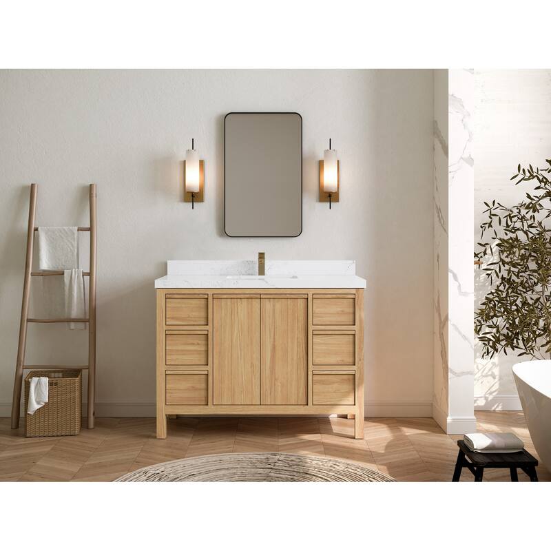 Willow Collections 48 in. W x 22 in. D Elizabeth Solid Teak Single Sink Bathroom Vanity with Countertop