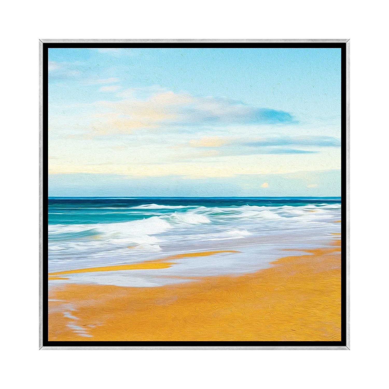 iCanvas "Big Turquoise Waves" by Ievgeniia Bidiuk Framed