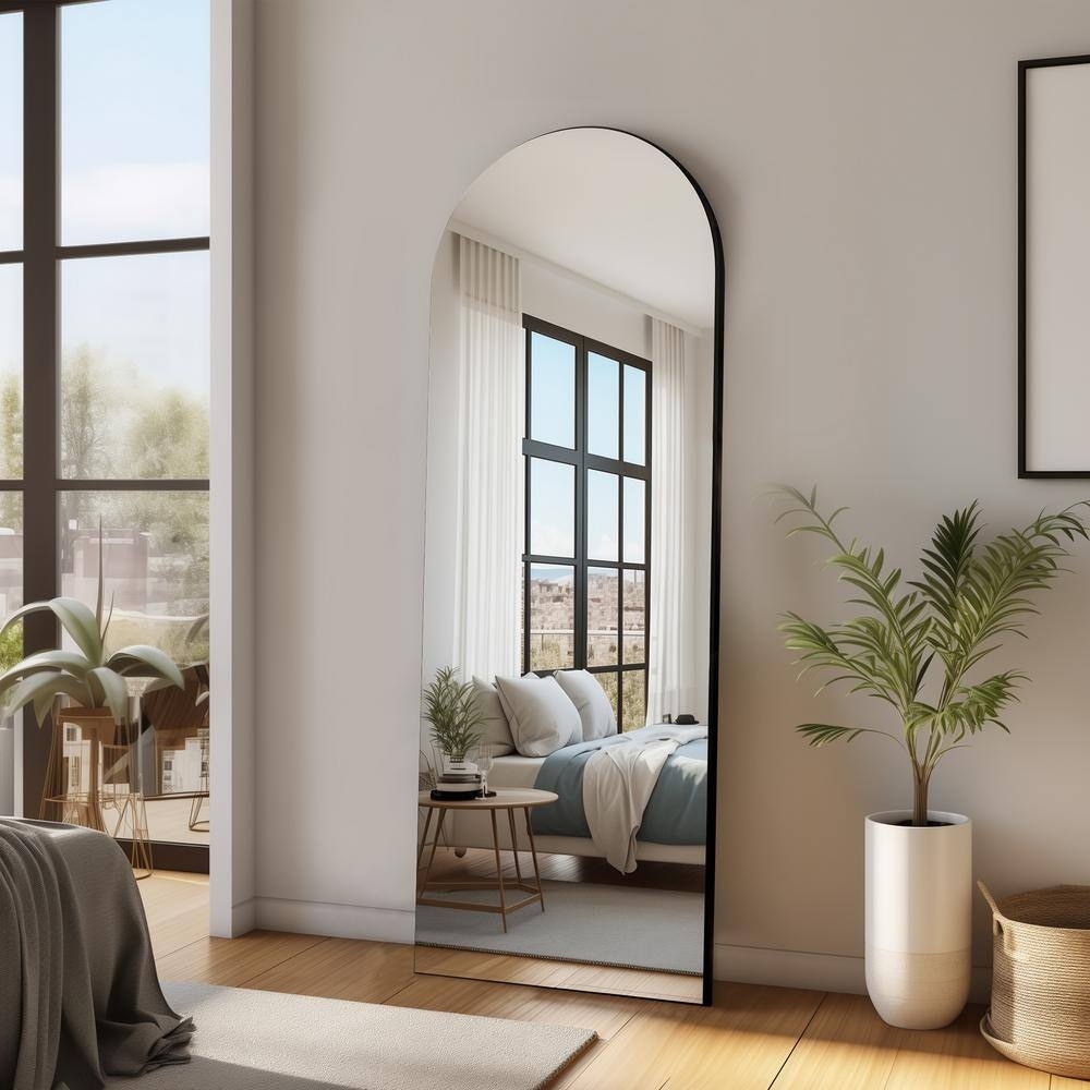 Arched Full Length Mirror with Stand, Floor Standing Mirrors for Bedroom Body Hanging Leaning Wall Living Room Cloakroom ﻿