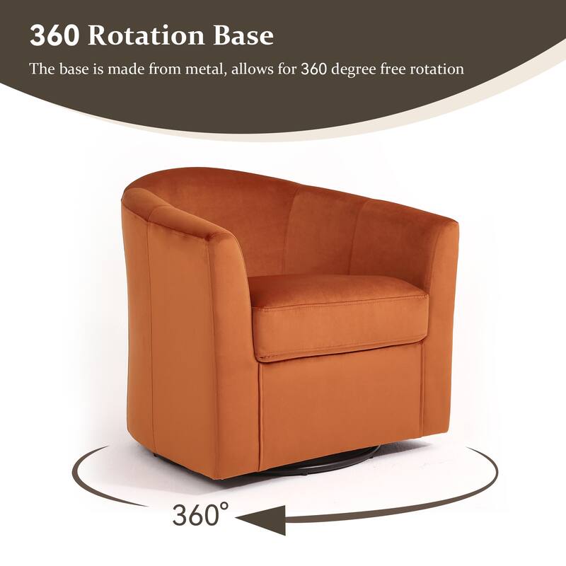 2 Set Modern Upholstered Swivel Barrel Chair Living Room Accent Chair