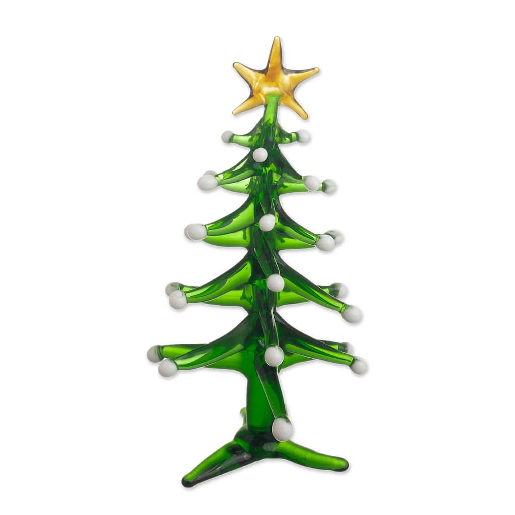 Novica Handmade Star On Top Blown Glass Statuette