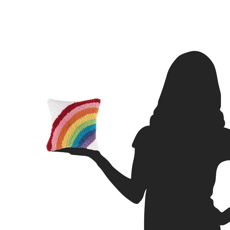 8" x 8" Rainbow Arch Hooked Pillow