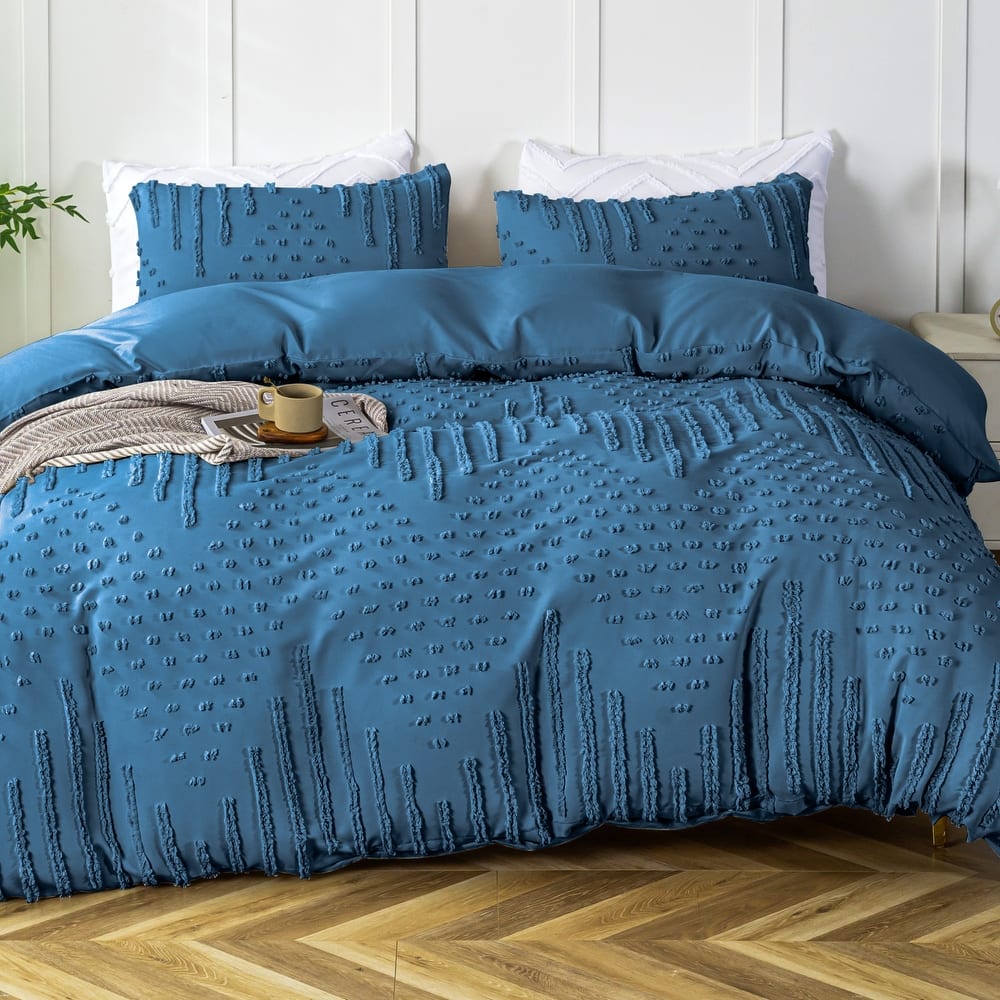 3-Piece Boho Tufted Duvet Cover Set, Textured Duvet Cover and 2 Pillowcases for All Season
