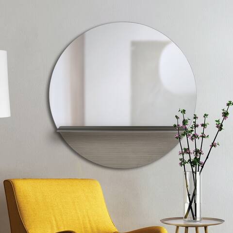 Renwil Brunswick All Glass Round Wall Mirror - Clear - Large