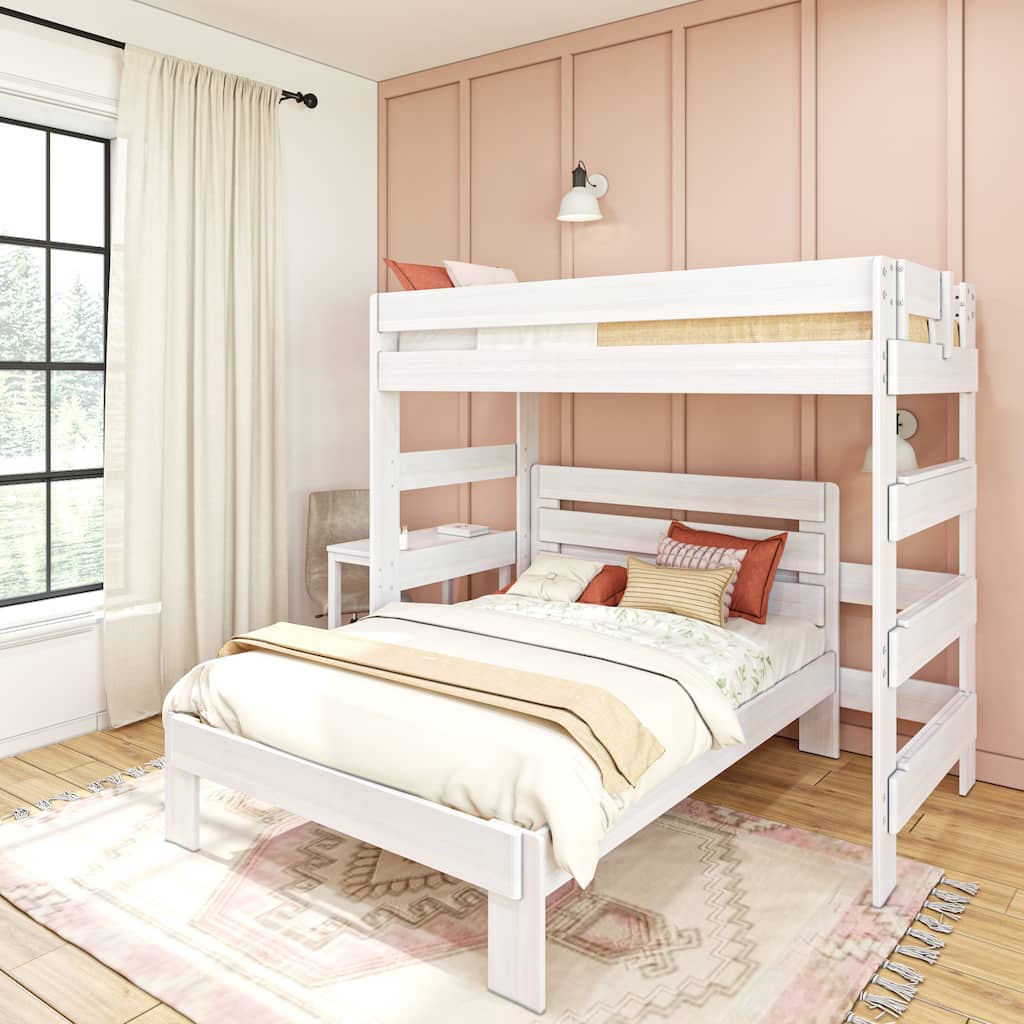 Max and Lily Farmhouse Twin over Full L Shaped Bunk Bed with Desk