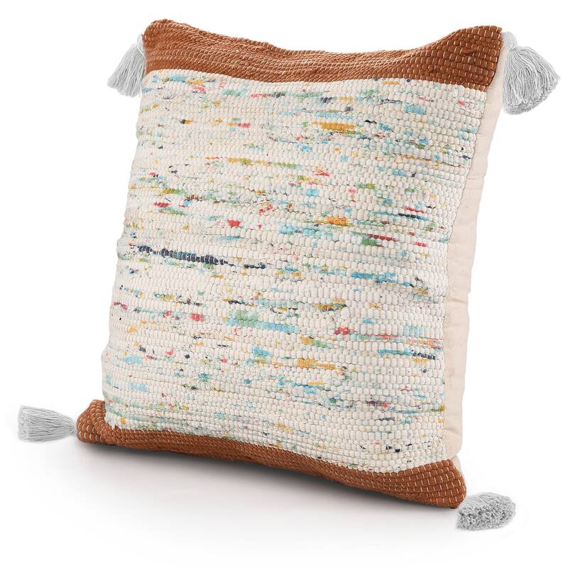 Sevita Handwoven Modern Abstract Cotton Throw Pillow, 20" x 20".