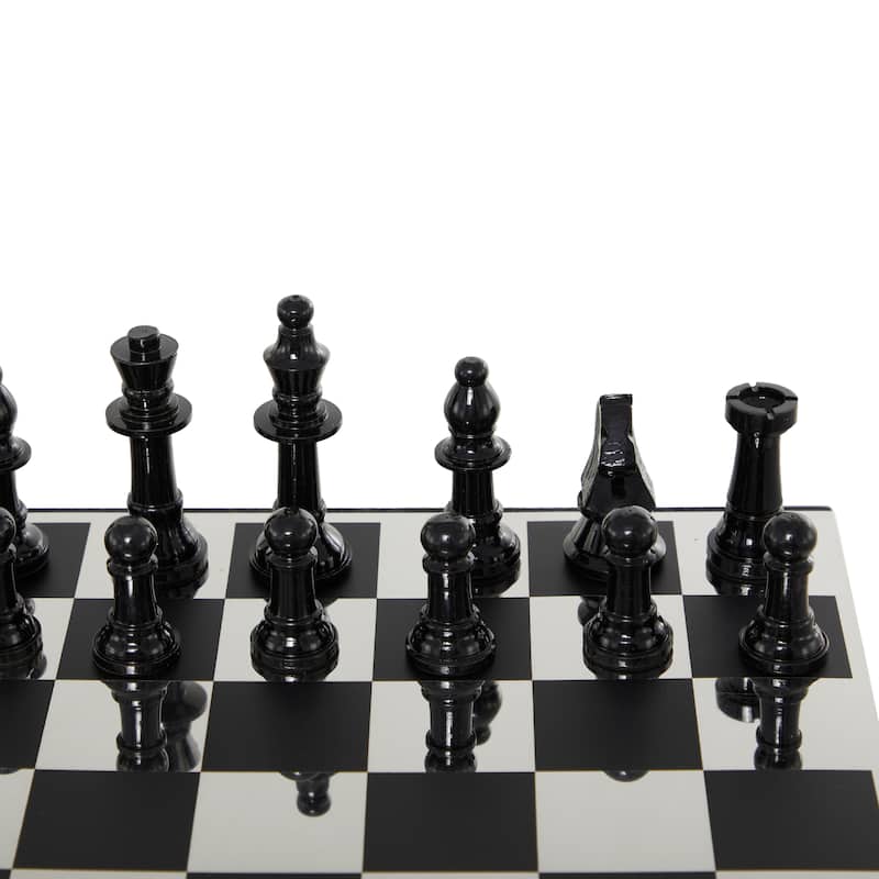 Aluminum Metal Chess Single Drawer Accent Table - Black - Roche River Decor - 17"W x 17"L x 27"H