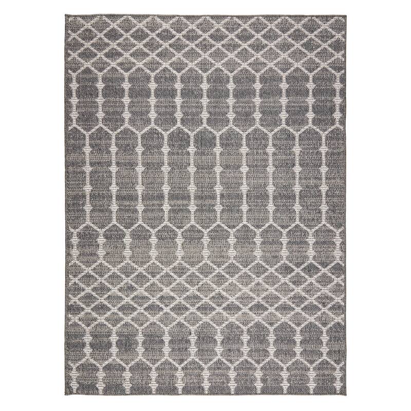 Terra by Obeetee Pavilion Trellis Rug - 6'7"x9'4" - Cream/Onyx
