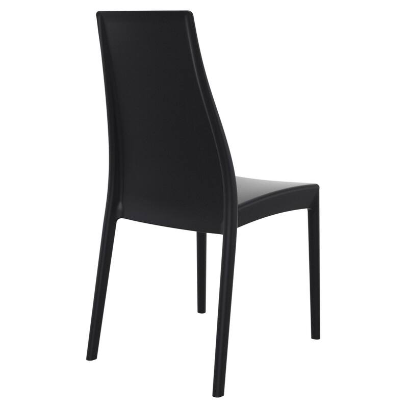 37" Black Outdoor Patio Solid High Back Dining Chair