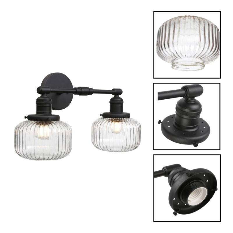 2 Light bedroom lights black light fixture glass, metal wall lights