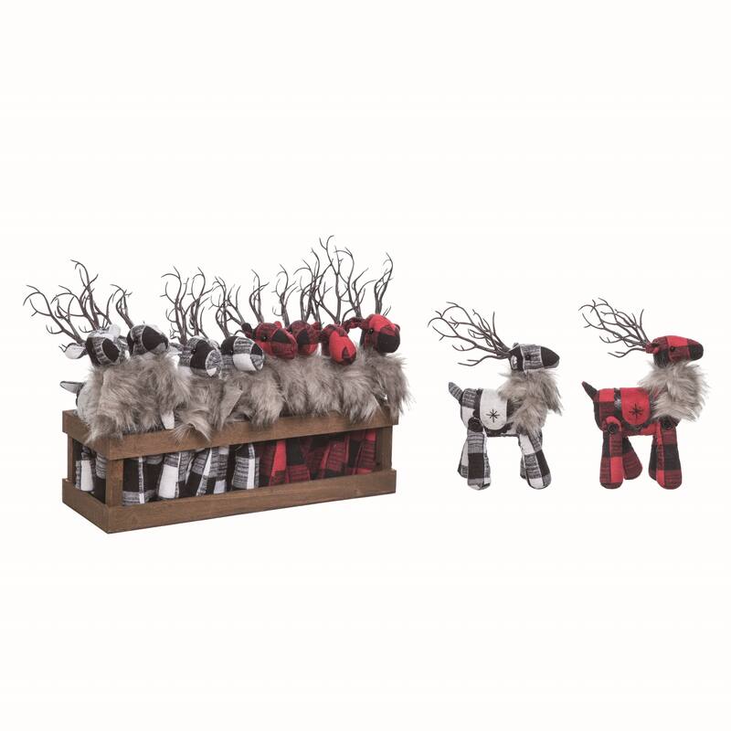 Transpac Polyester 14.75 in. Multicolor Christmas Plush Reindeer Set of 8 In Crate