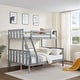 preview thumbnail 1 of 9, Full over Full Wooden Bunk Bed,High Guardrail,Ladder,No Box Spring Grey