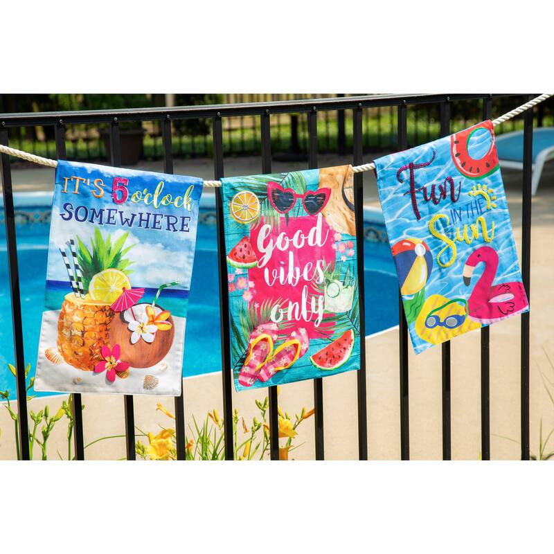 12.5 in. x 18 in. 5 O'Clock Somewhere Beach Garden Linen Flag