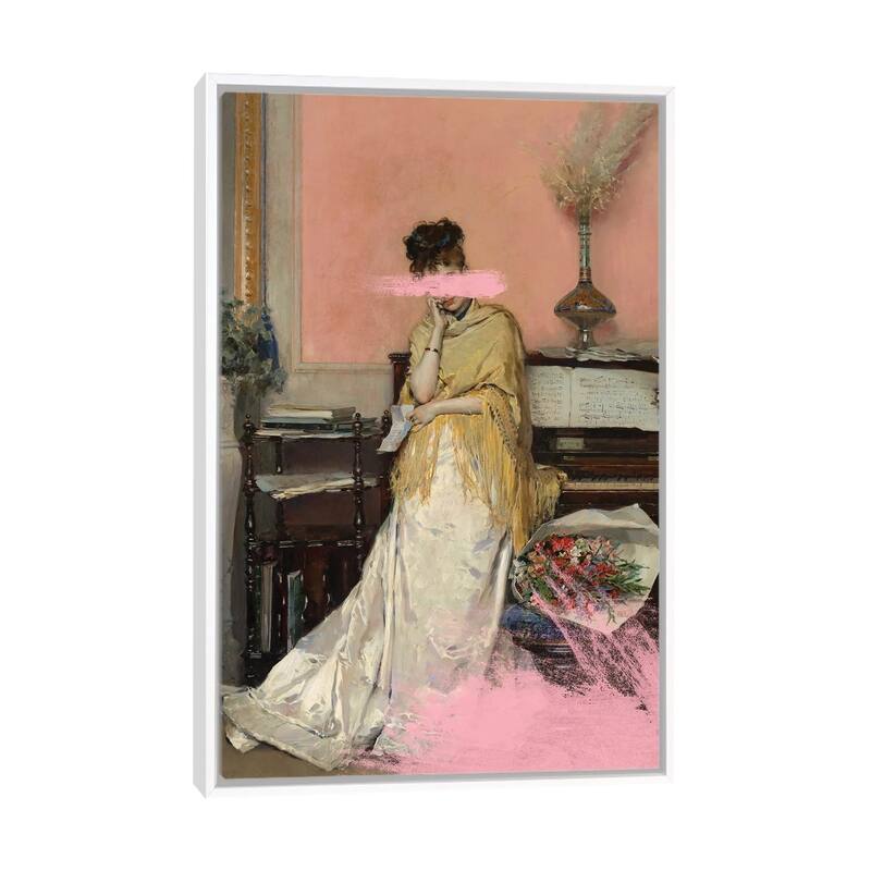 iCanvas "Pink Portrait" by Grace Digital Art Co Framed Canvas Print - White - 26x18