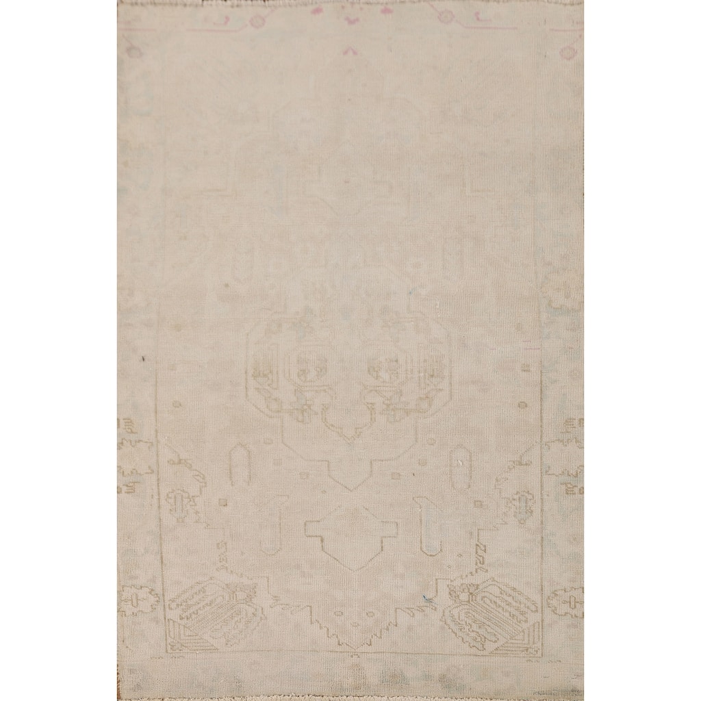 Hand Knotted Oriental 100% Wool Carpet Traditional Medallion Beige & Ivories Tabriz Area Rug - 4' 9'' X 3' 0''